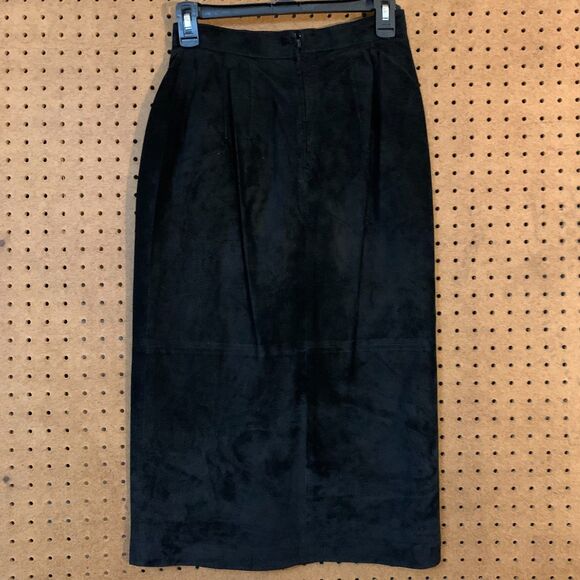 Vintage Black Suede Maxi Skirt Evan Davies 6p Goth Whimsygoth Grunge Full Length - Picture 4 of 5
